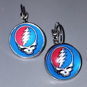 Earrings - Blue, Red & White with Grateful Dead STEAL YOUR FACE emblems